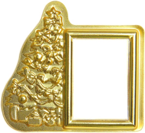 Золотая рамка на магните 80х90 мм "Ёлка" (1)