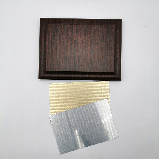 Номер на дверь комплект (основа+алюминий 2 шт+скотч) 120х150мм (Вишня) (1/28)