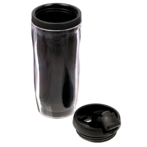 Термостакан пластиковый под полиграфическую вставку, чёрный, 350 мл (1/50)