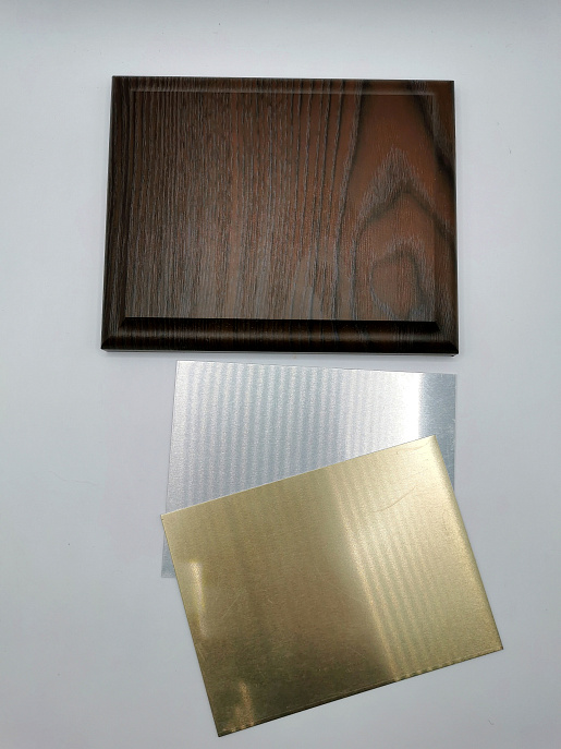 Номер на дверь комплект (основа+алюминий 2 шт+скотч) 90х120мм (Венге) (1/28)