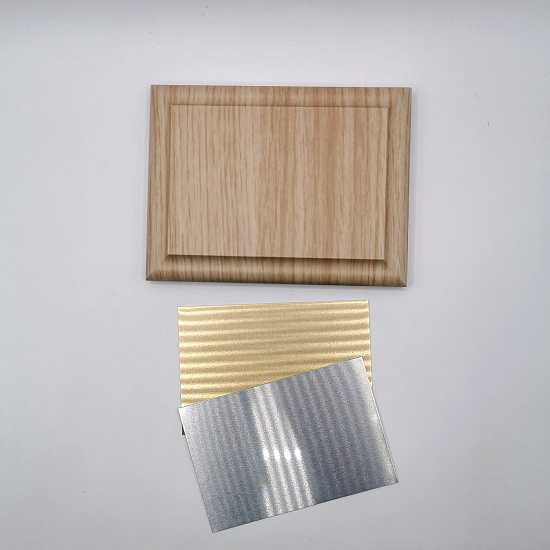 Номер на дверь комплект (основа+алюминий 2 шт+скотч) 120х150мм (Беленный дуб) (1/28)