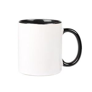 Кружка цветная внутри + цветная ручка (черная) (1/12/36)