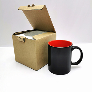 Гофрокороб самосборный бурый 120*120*110 с ложементом из пенополистирола для кружки (1/10)